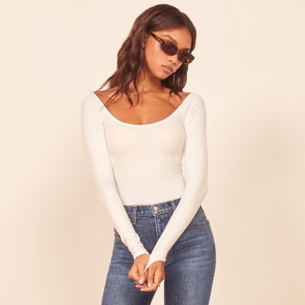 Reformation 'Nala' White Off-the-shoulder Top -XS